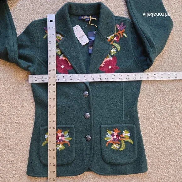 NWT Brooks Brothers Extra Fine Merino Embroidered Blazer Green Floral - Picture 7 of 13